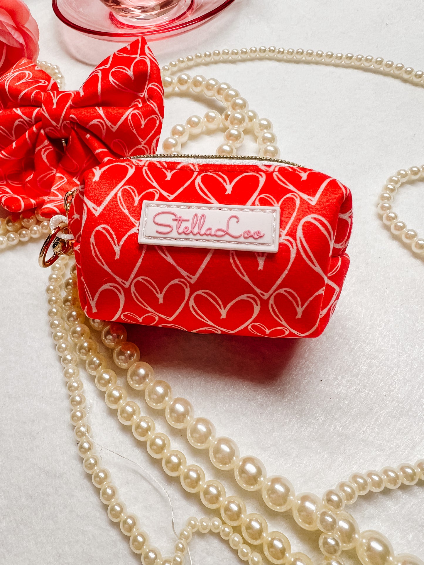 Red Heart Velvet Poop Bag