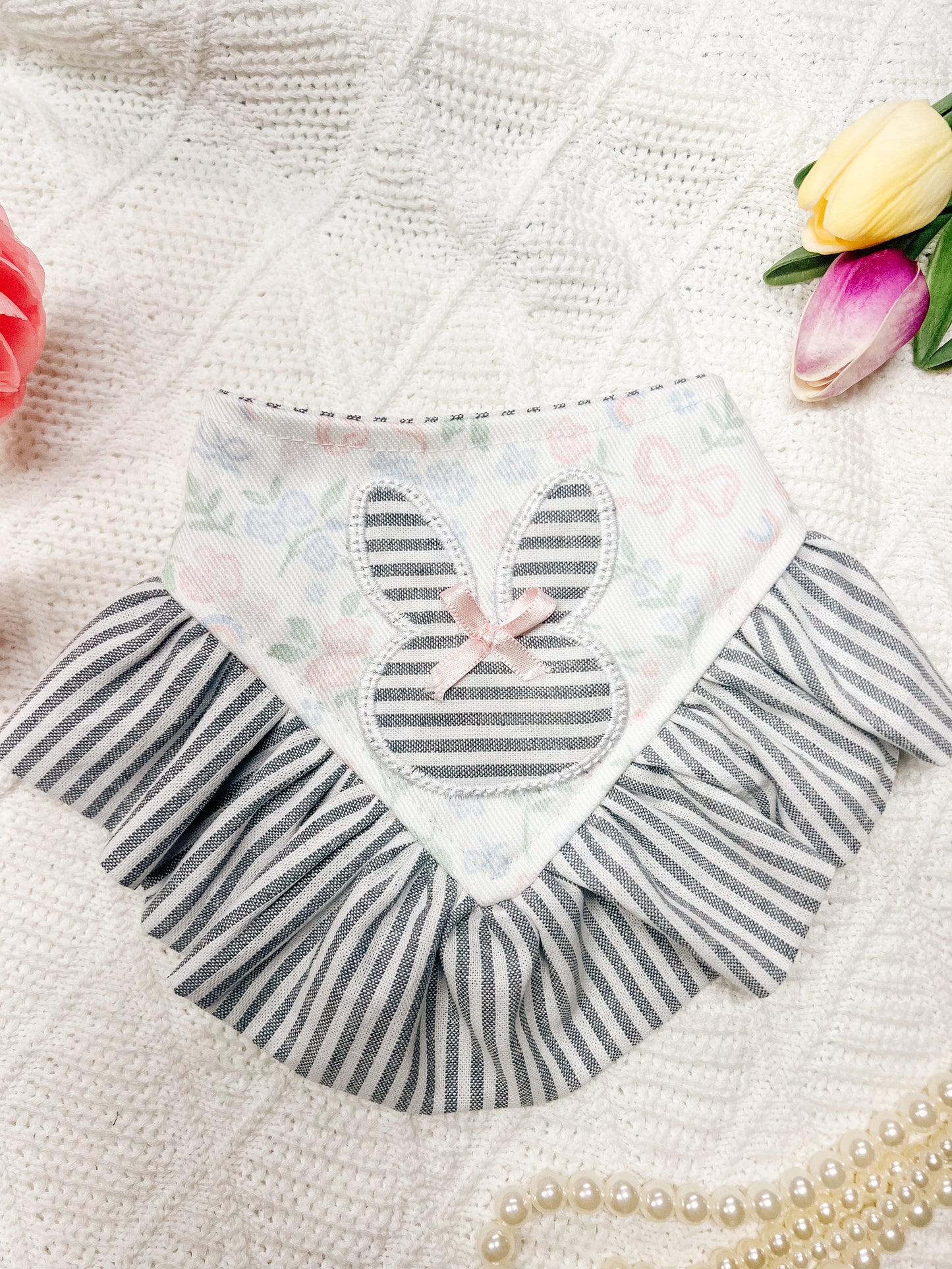 Striped Bunny with Ruffle Bandana