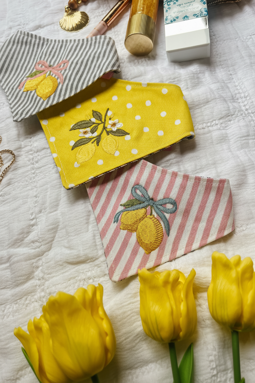 Lemon Polka Dots Summer Bandana