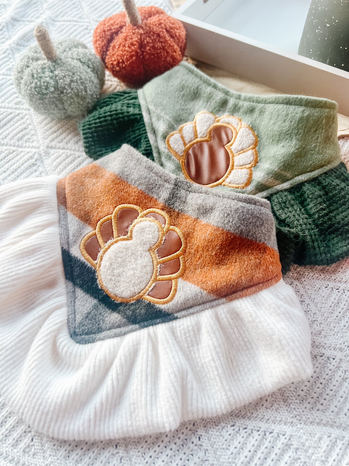 Turkey on Orange with Ruffle Bandana