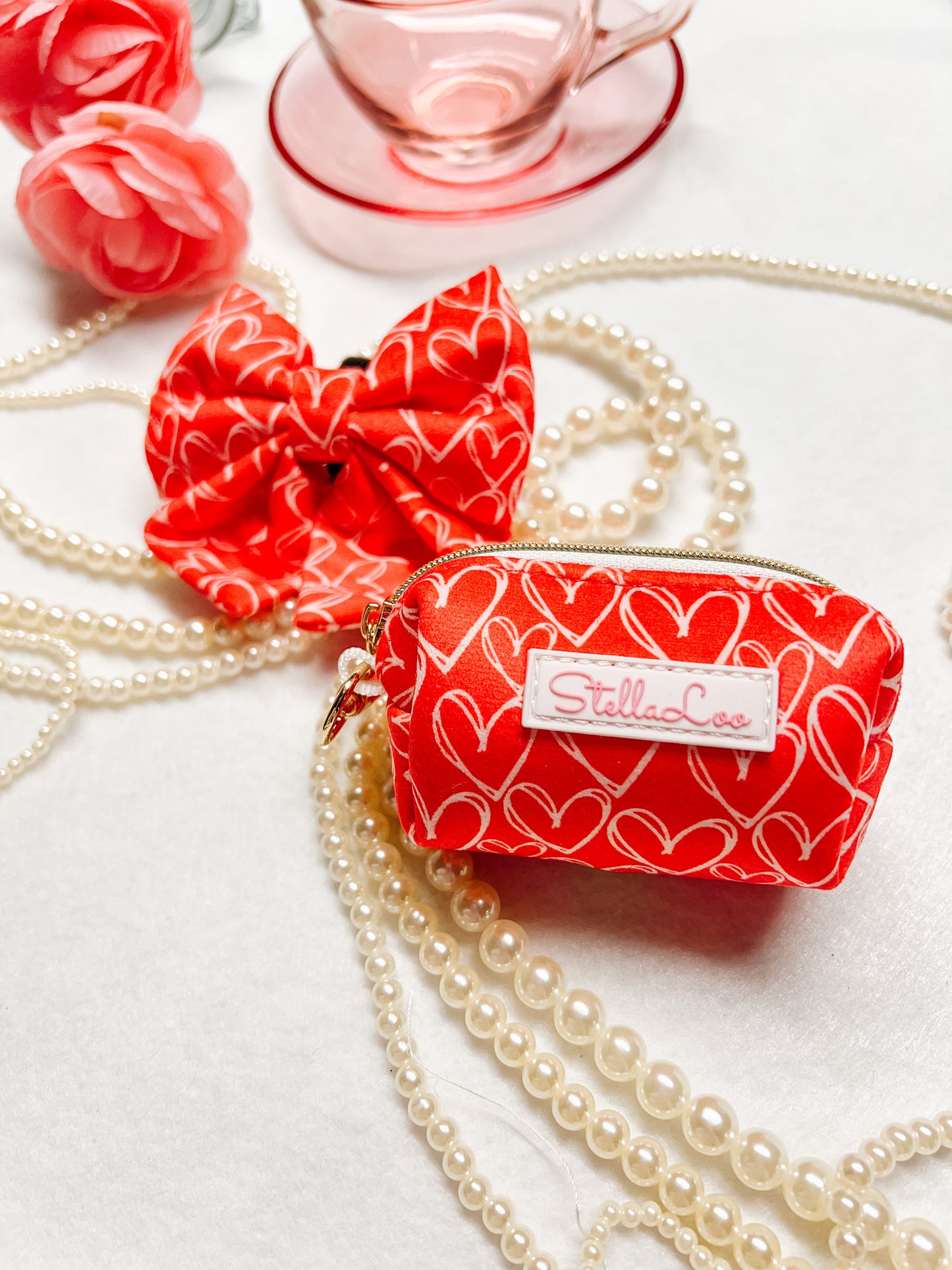 Red Heart Velvet Poop Bag