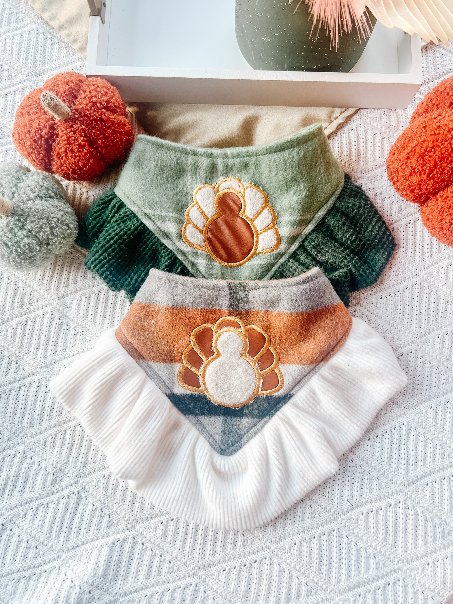 Turkey on Orange with Ruffle Bandana