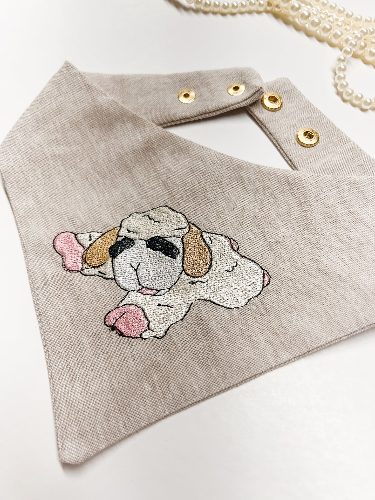 Pink Lamb Denim Embroidery