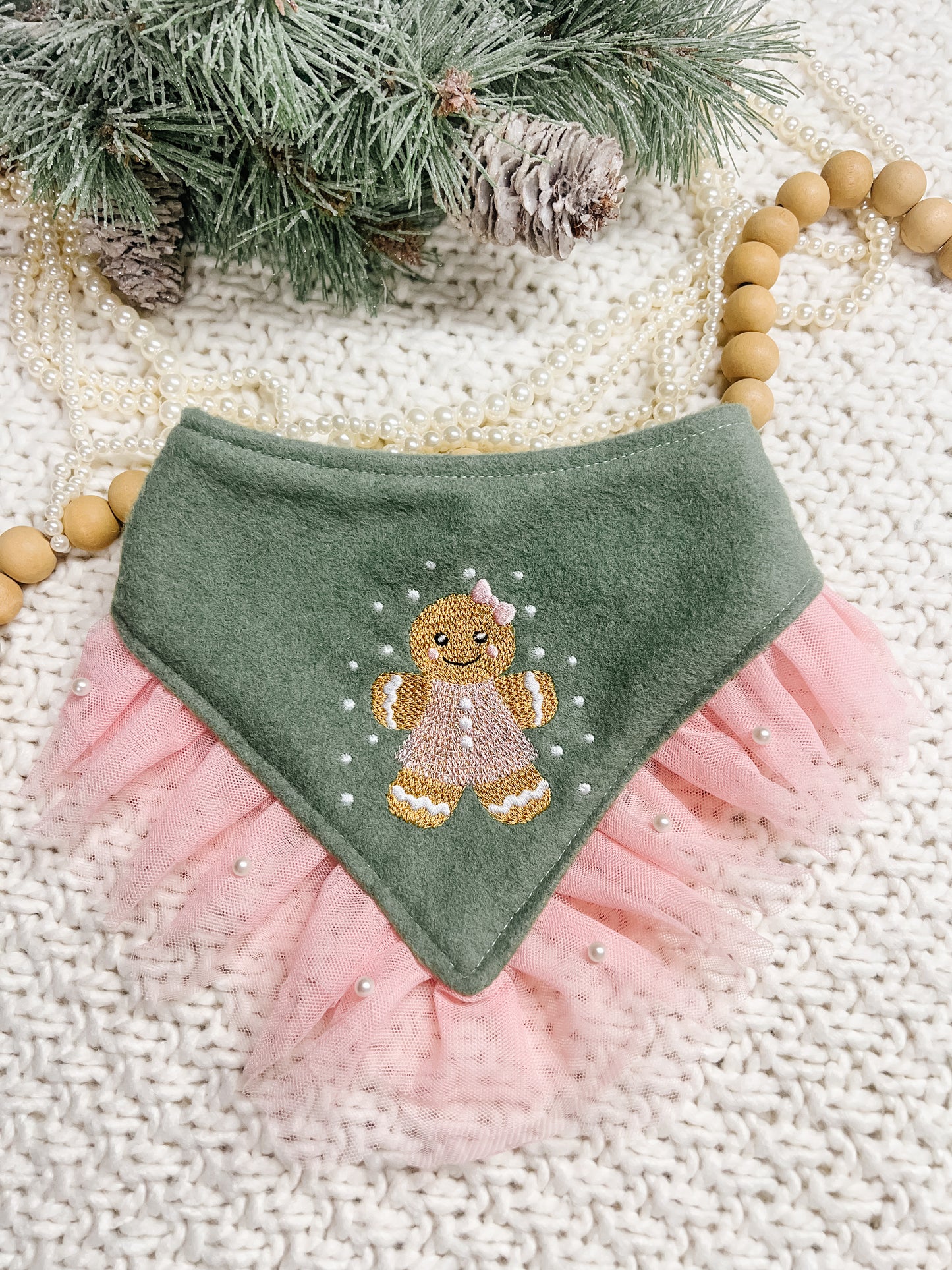 Gingerbread Girl with tulle Bandana
