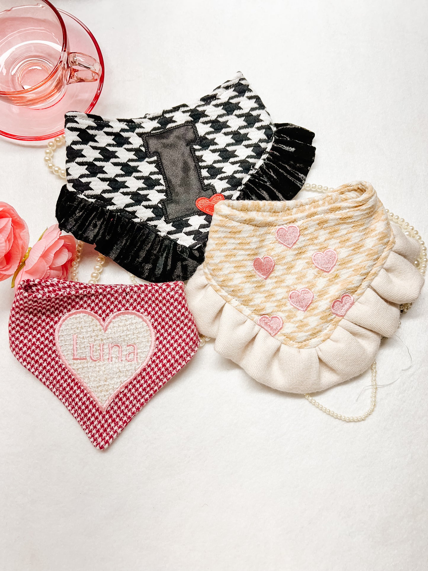 Pink Hearts Houndstooth