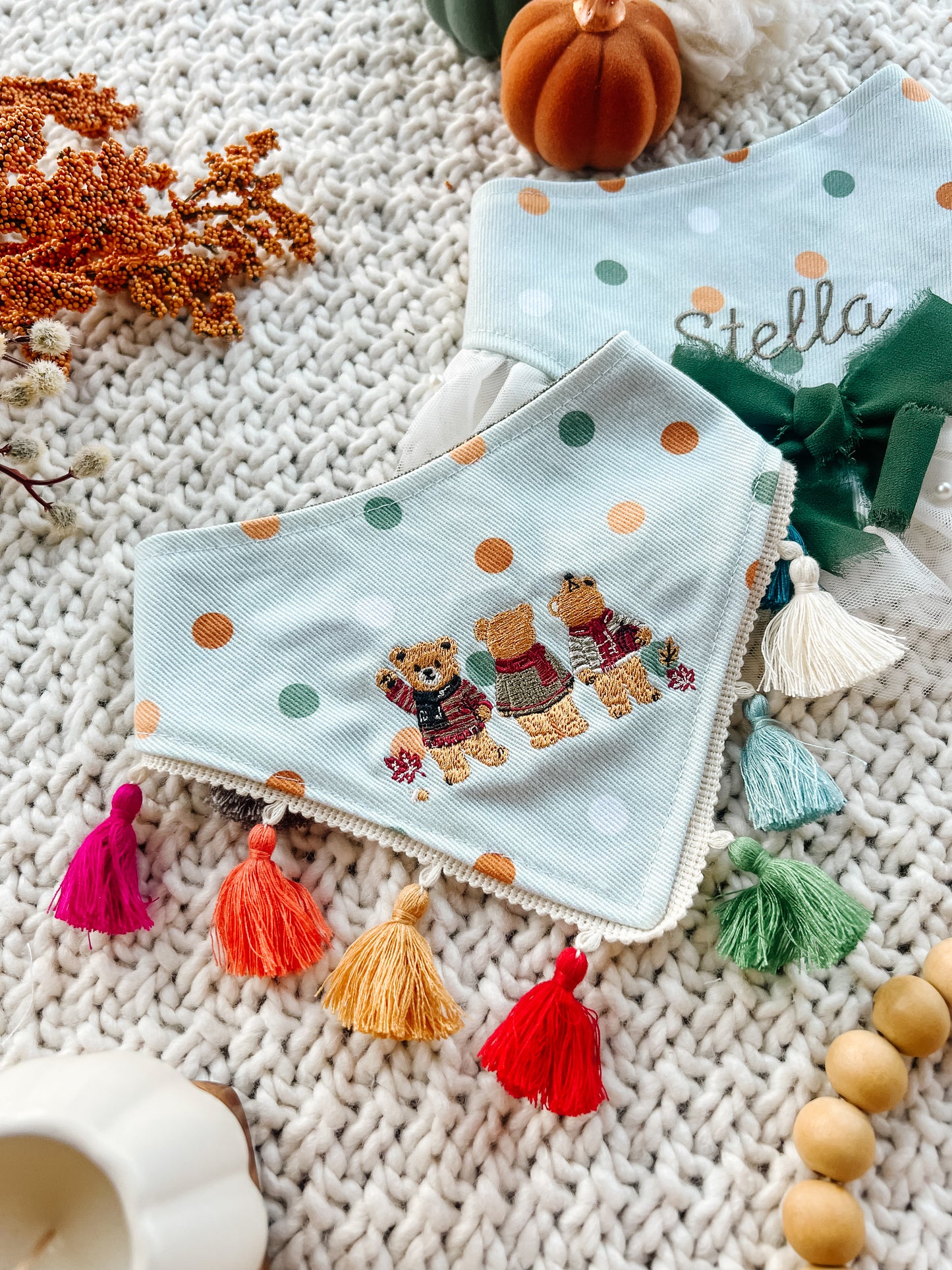 Fall Bears with Tassels Bandana