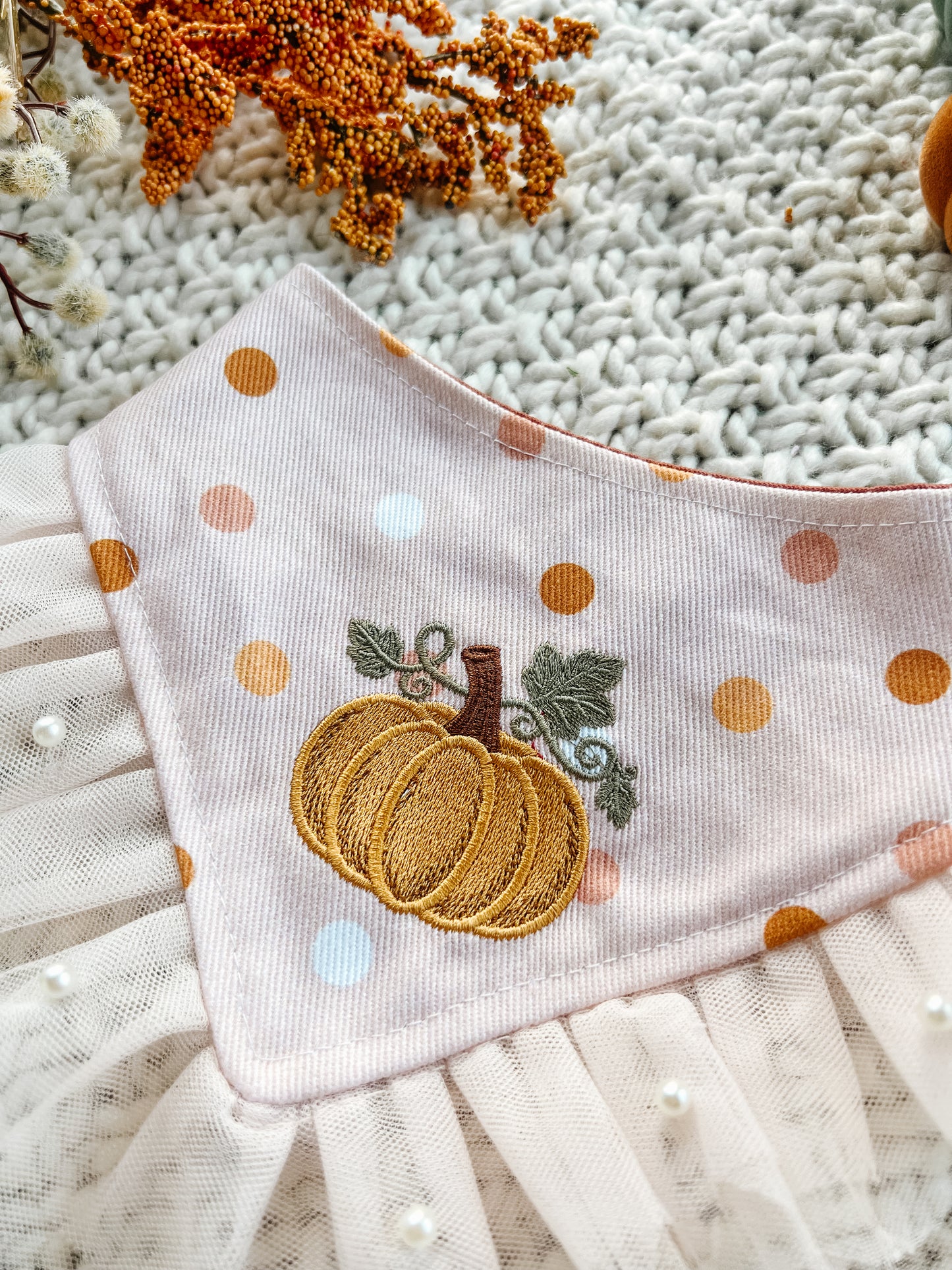 Pumpkin and Ruffle Bandana