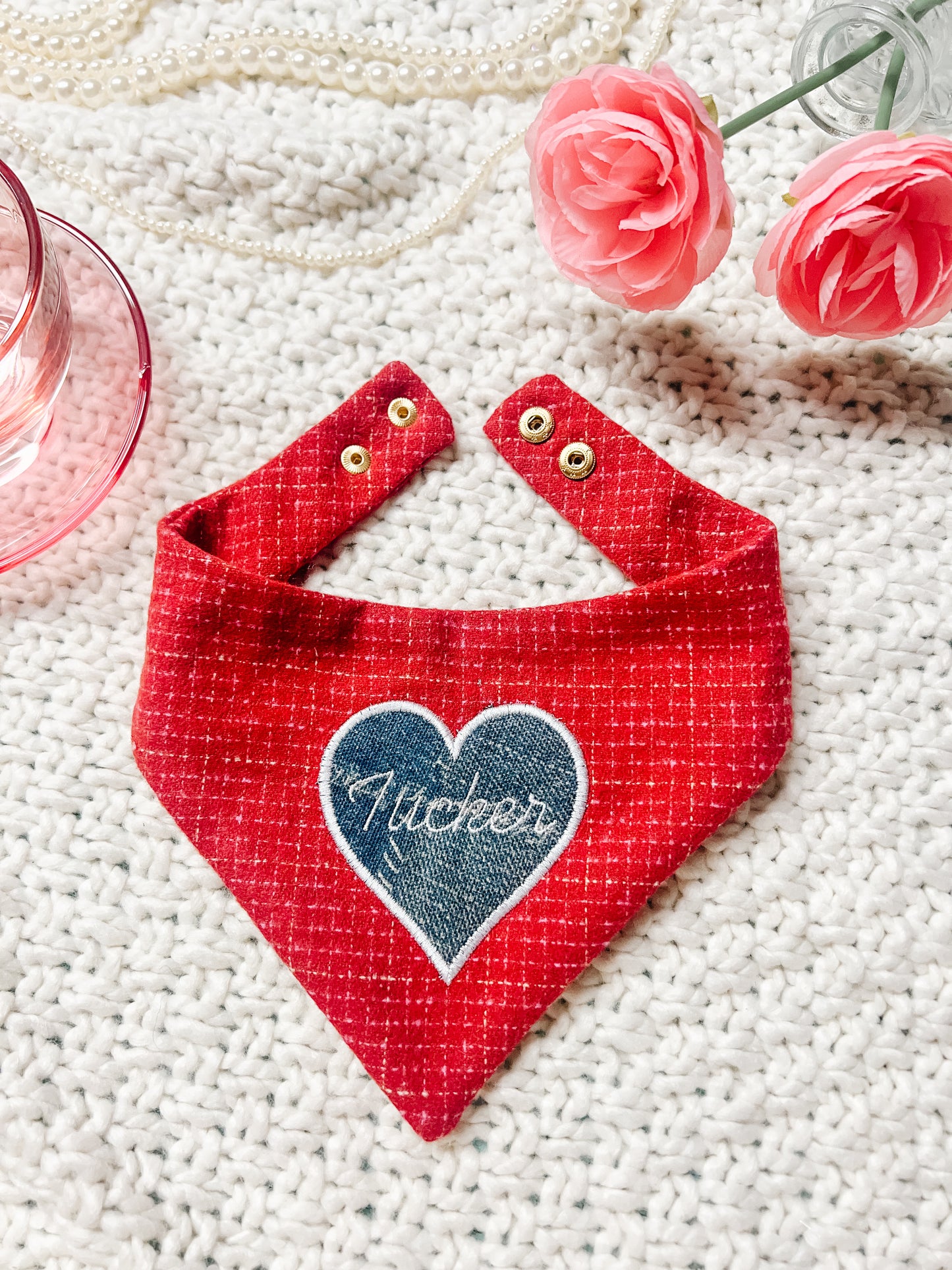 Denim Heart on Red