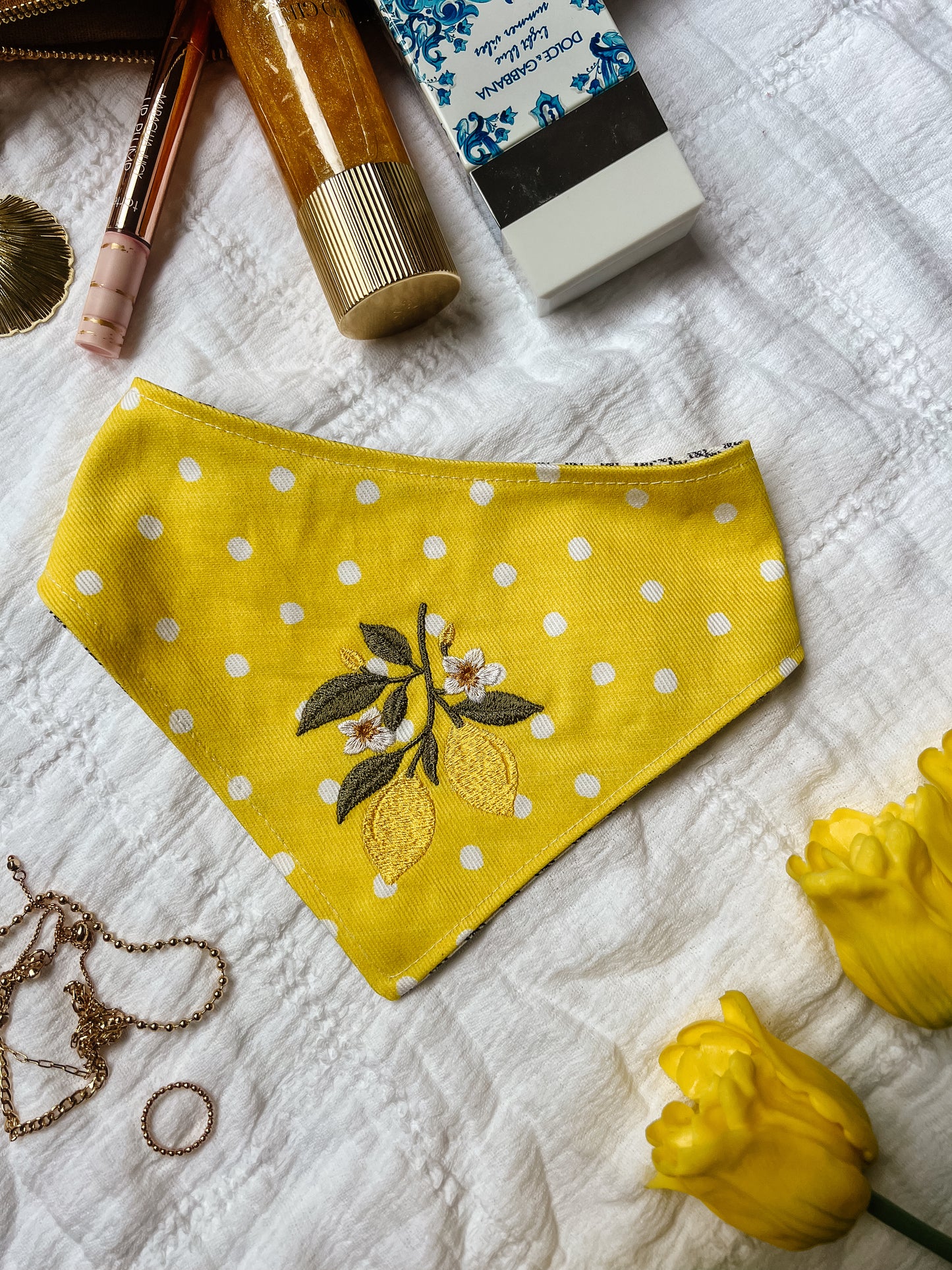 Lemon Polka Dots Summer Bandana