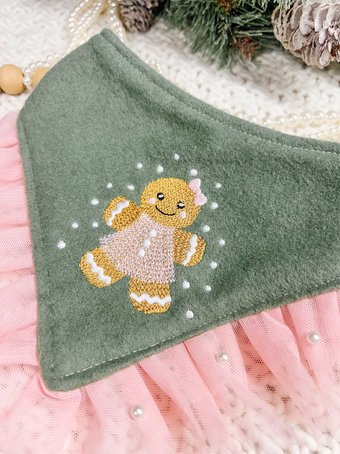 Gingerbread Girl with tulle Bandana