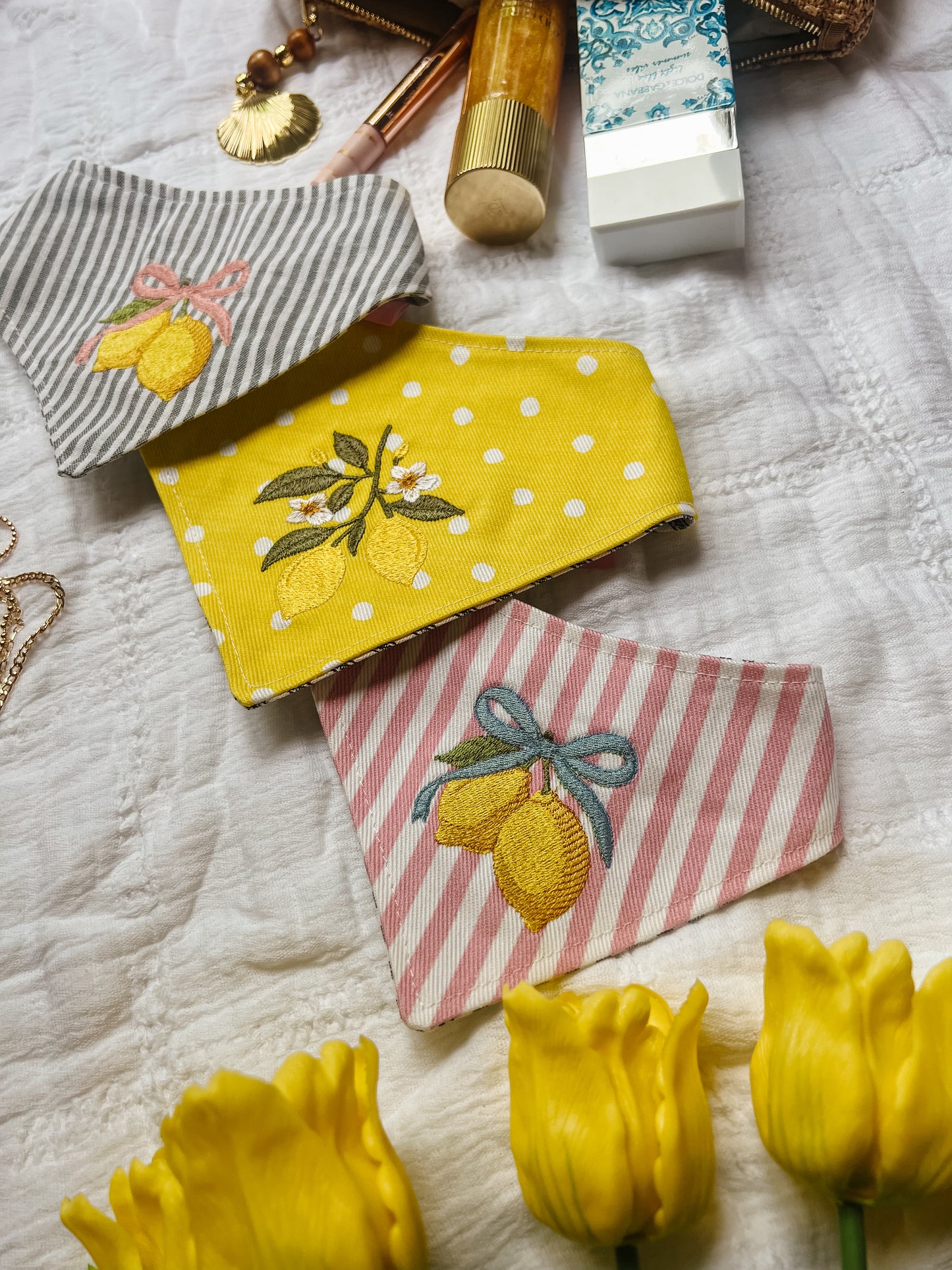 Lemon Polka Dots Summer Bandana