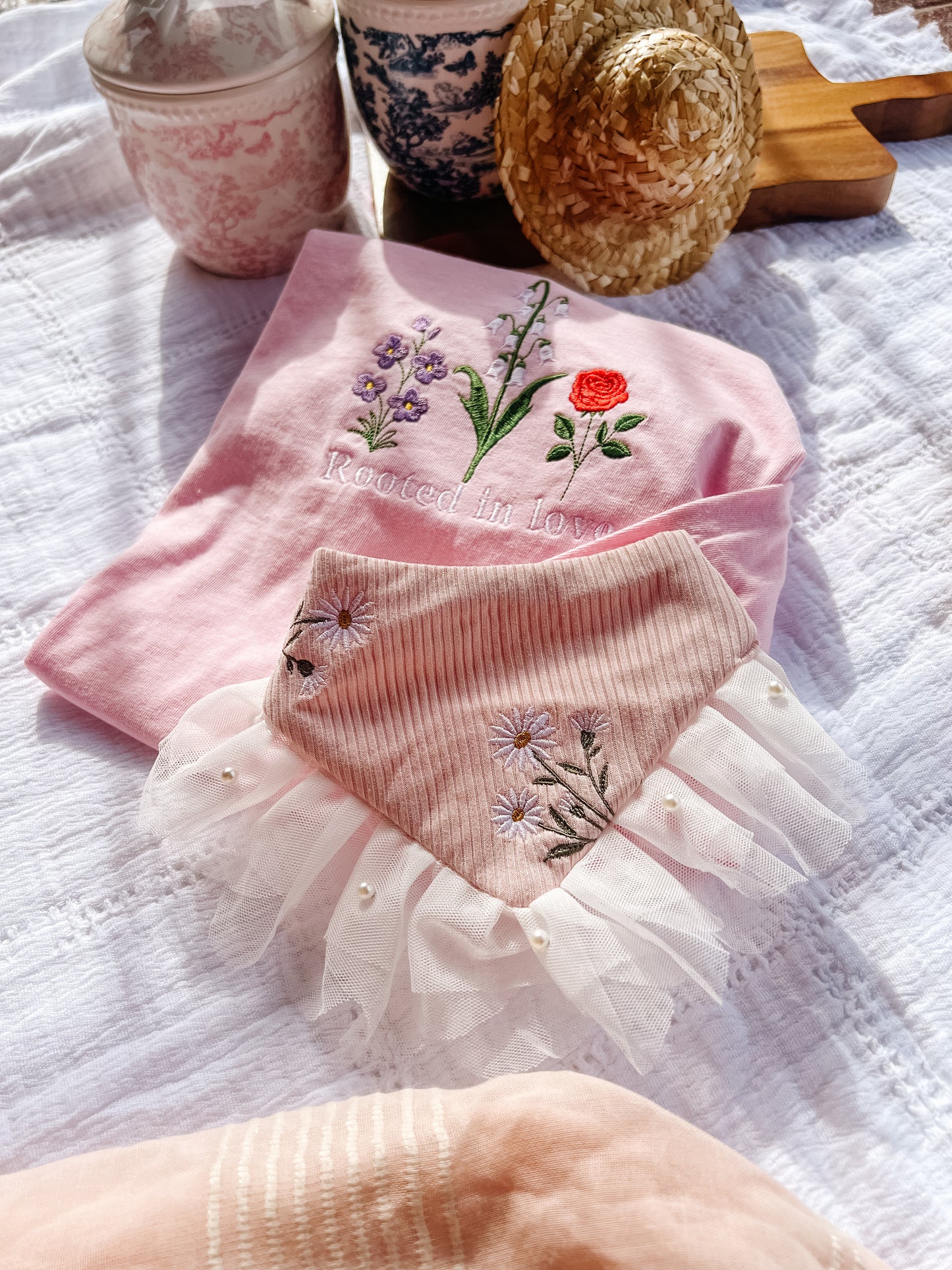 Daisies on Pink with Trim Bandana