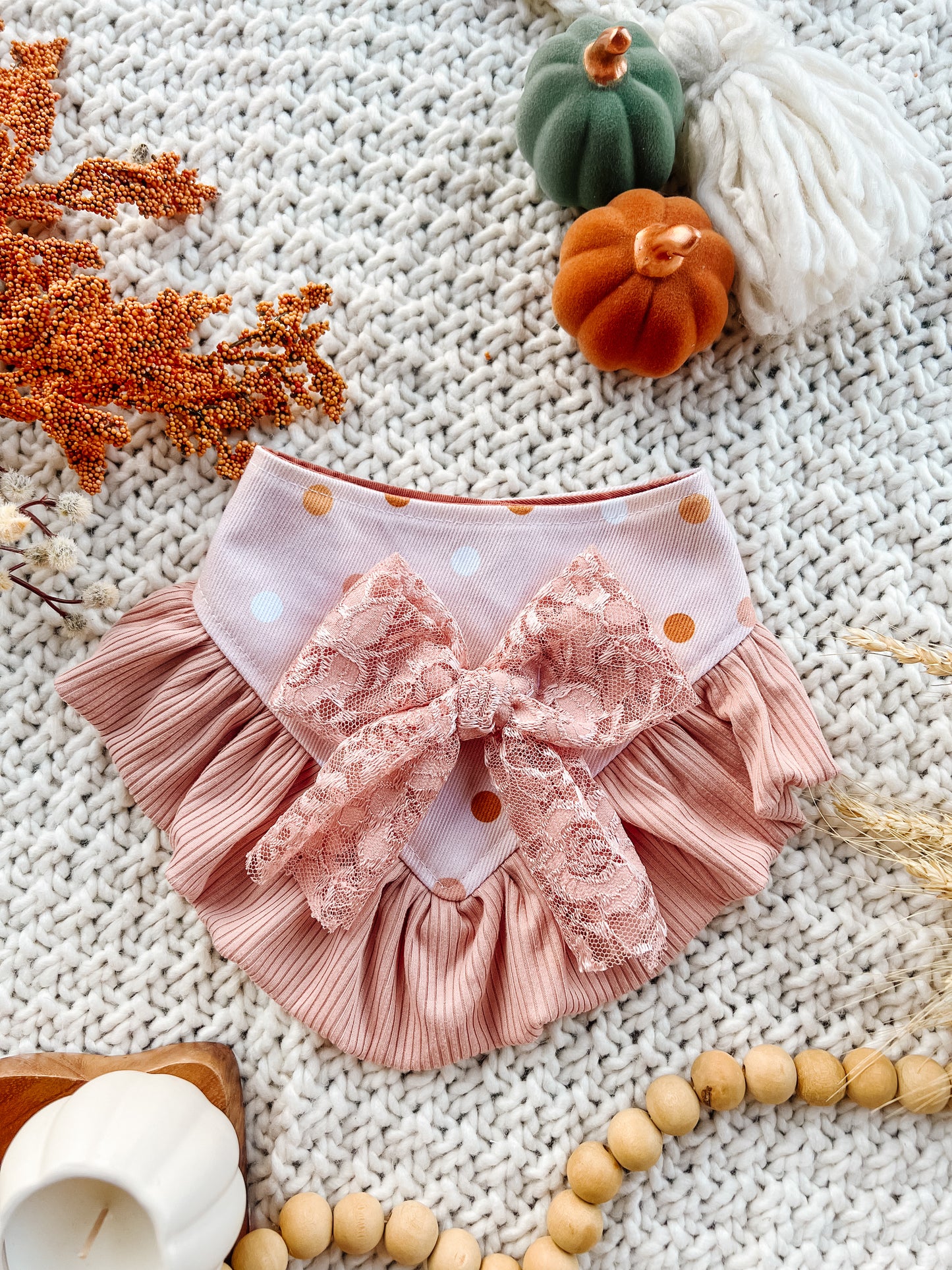 Pink Bow and Ruffle Bandana
