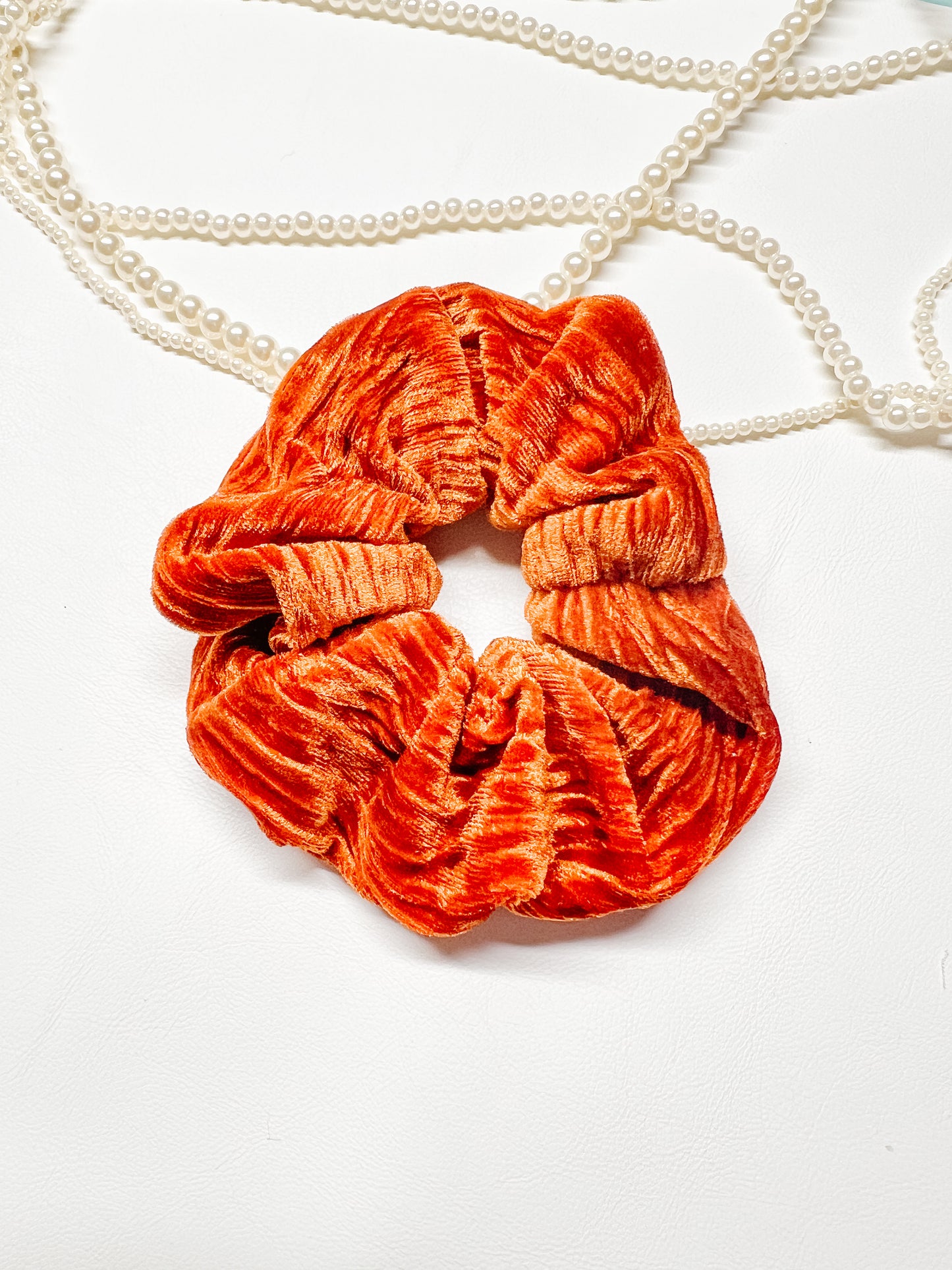 Orange Velvet Scrunchie