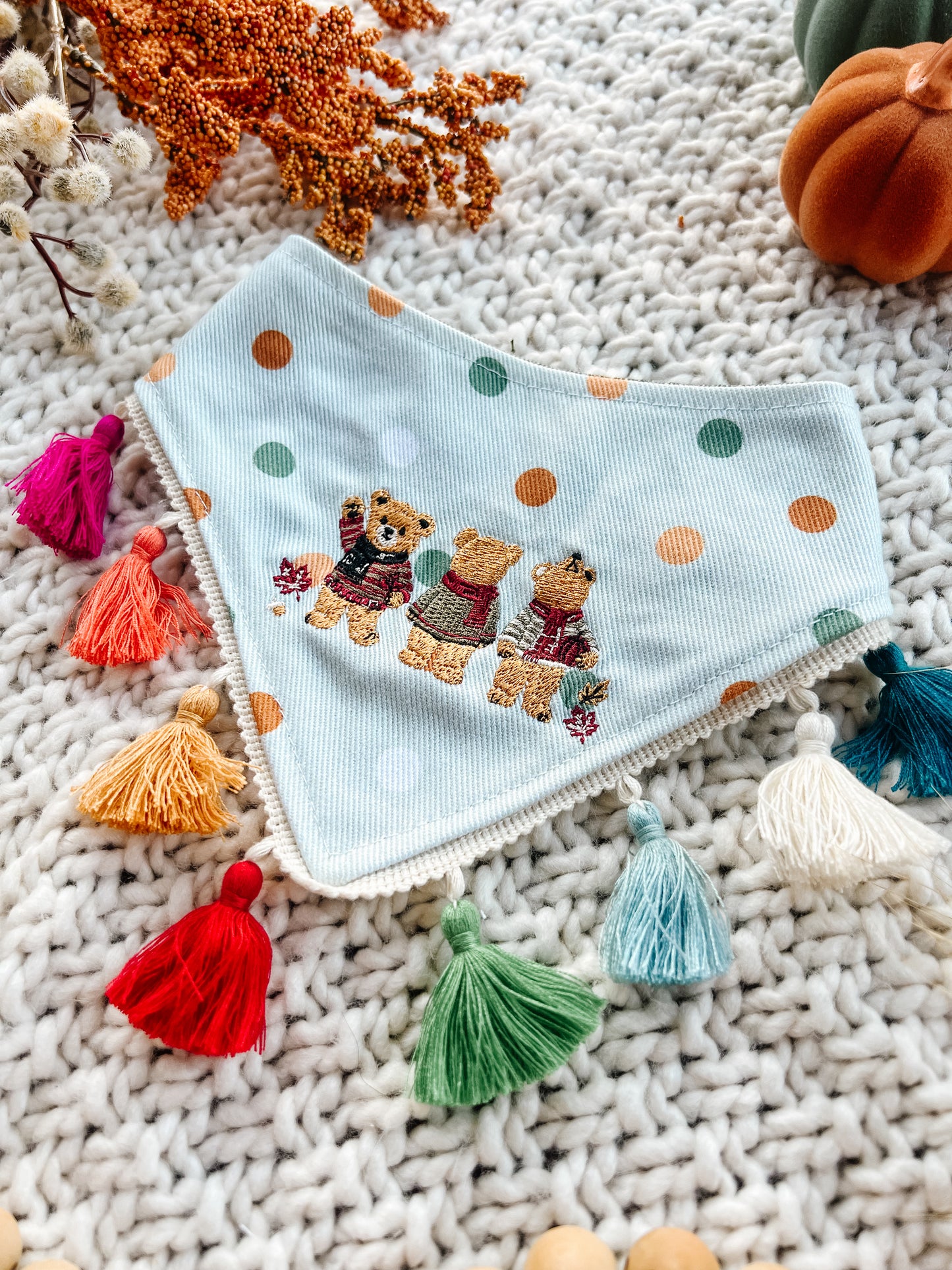 Fall Bears with Tassels Bandana