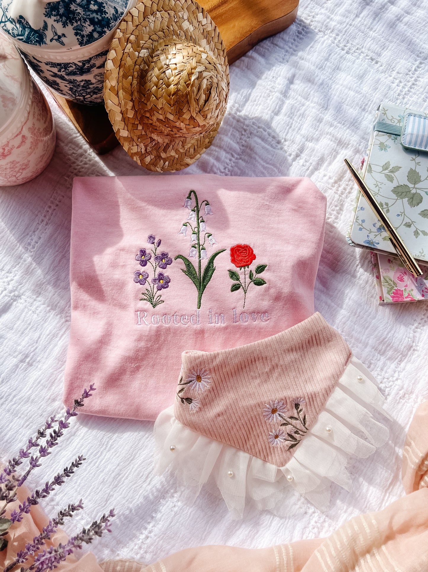 Daisies on Pink with Trim Bandana