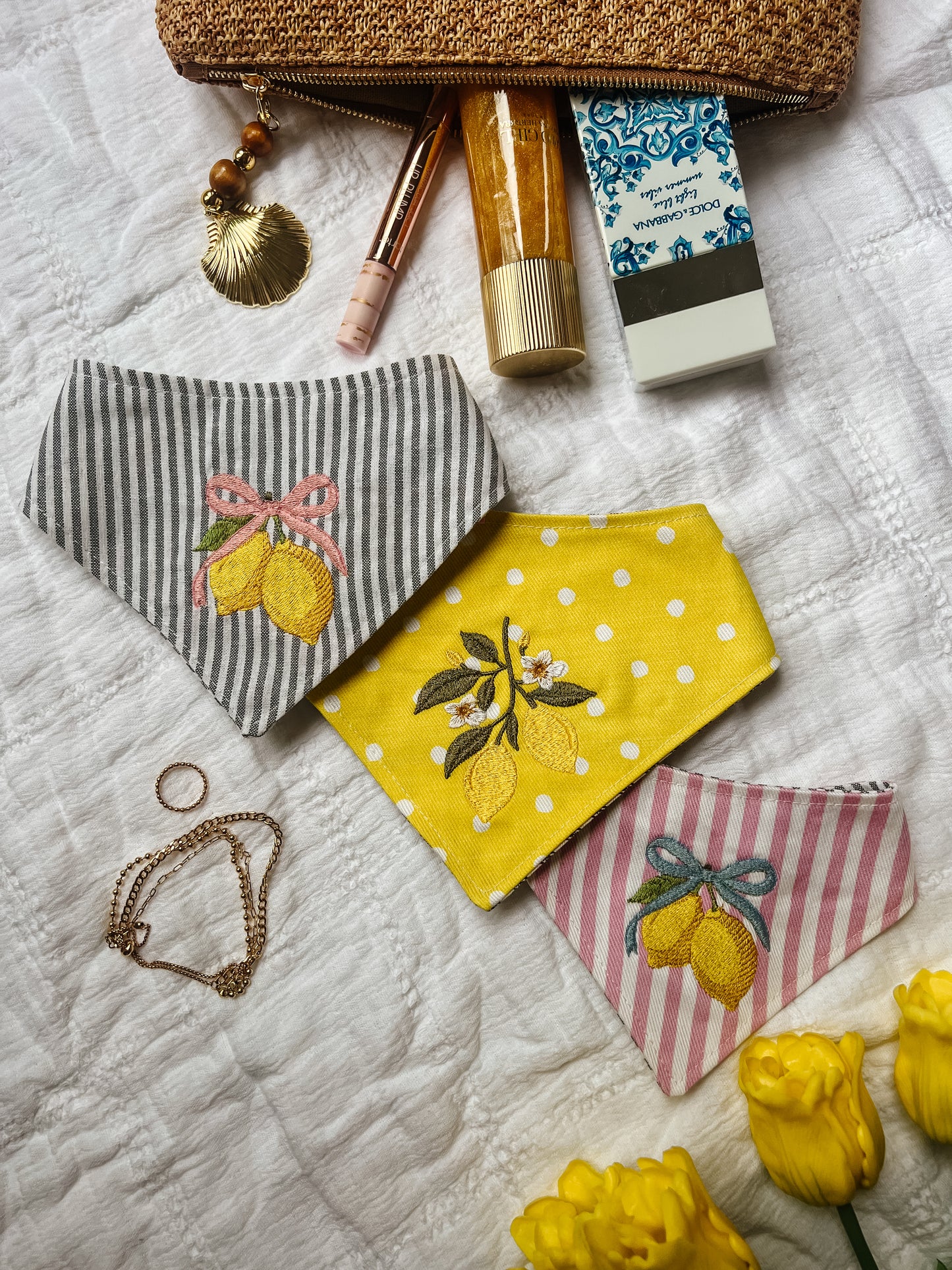 Lemon Polka Dots Summer Bandana