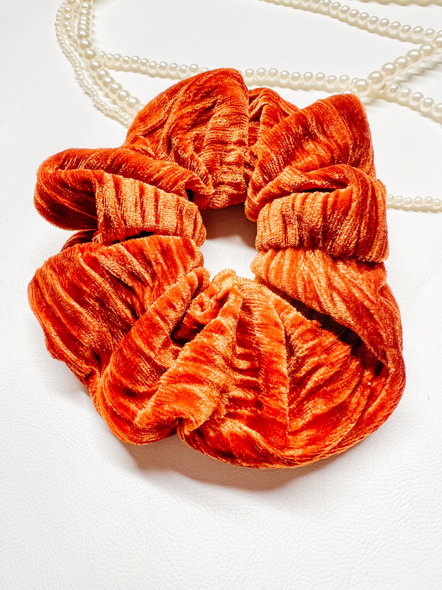 Orange Velvet Scrunchie