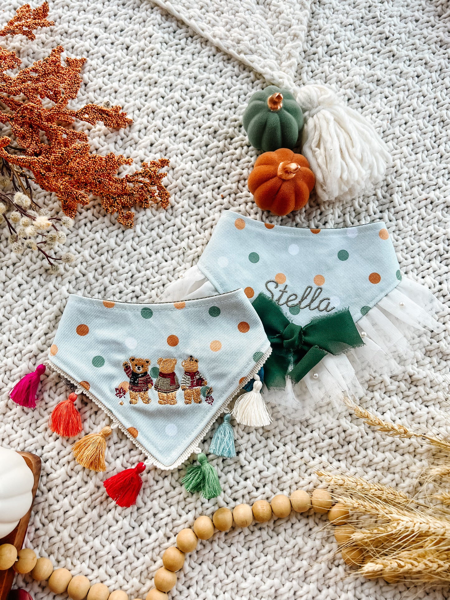 Fall Bears with Tassels Bandana