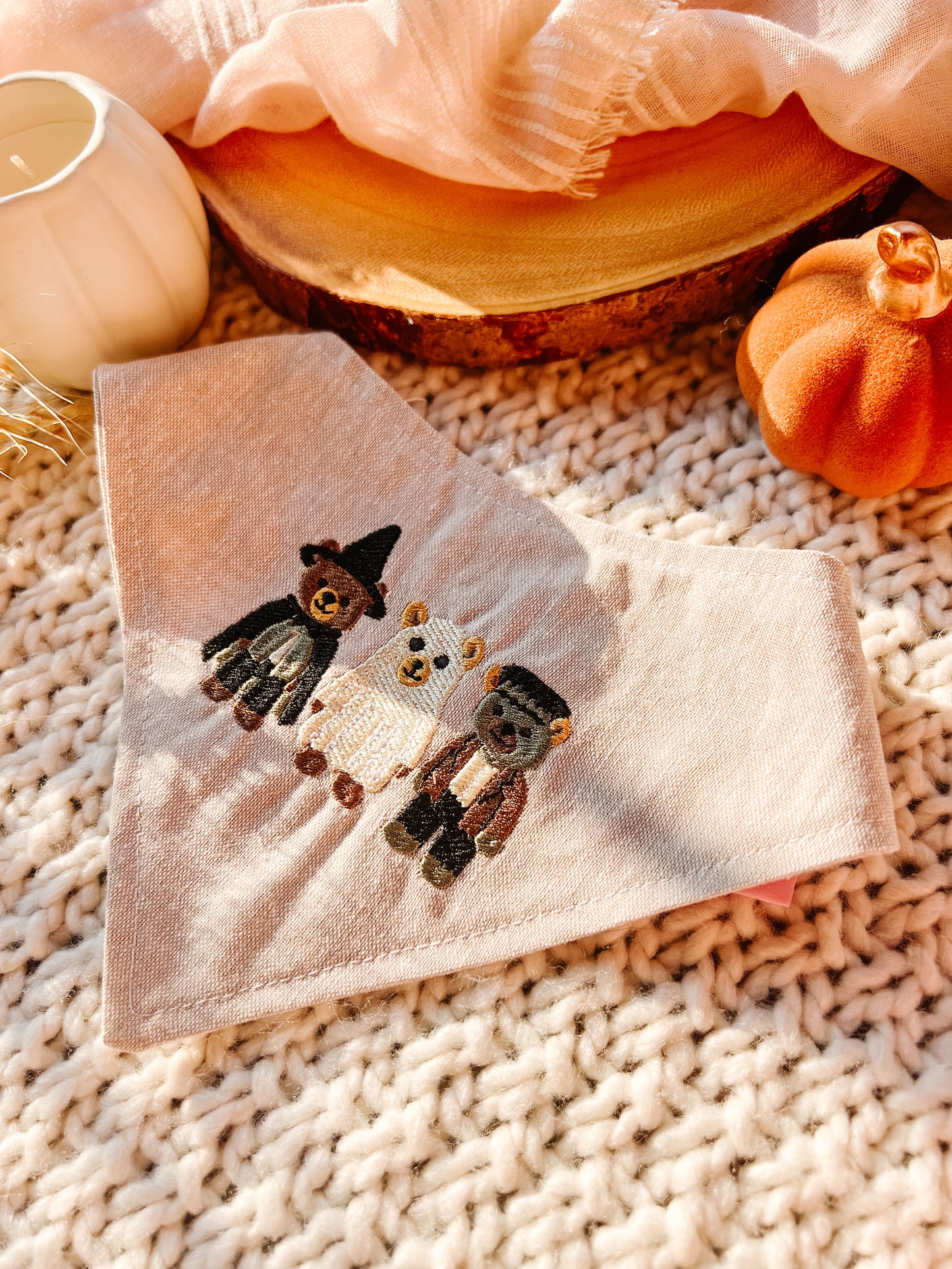 Beary Halloween Bandana Beige
