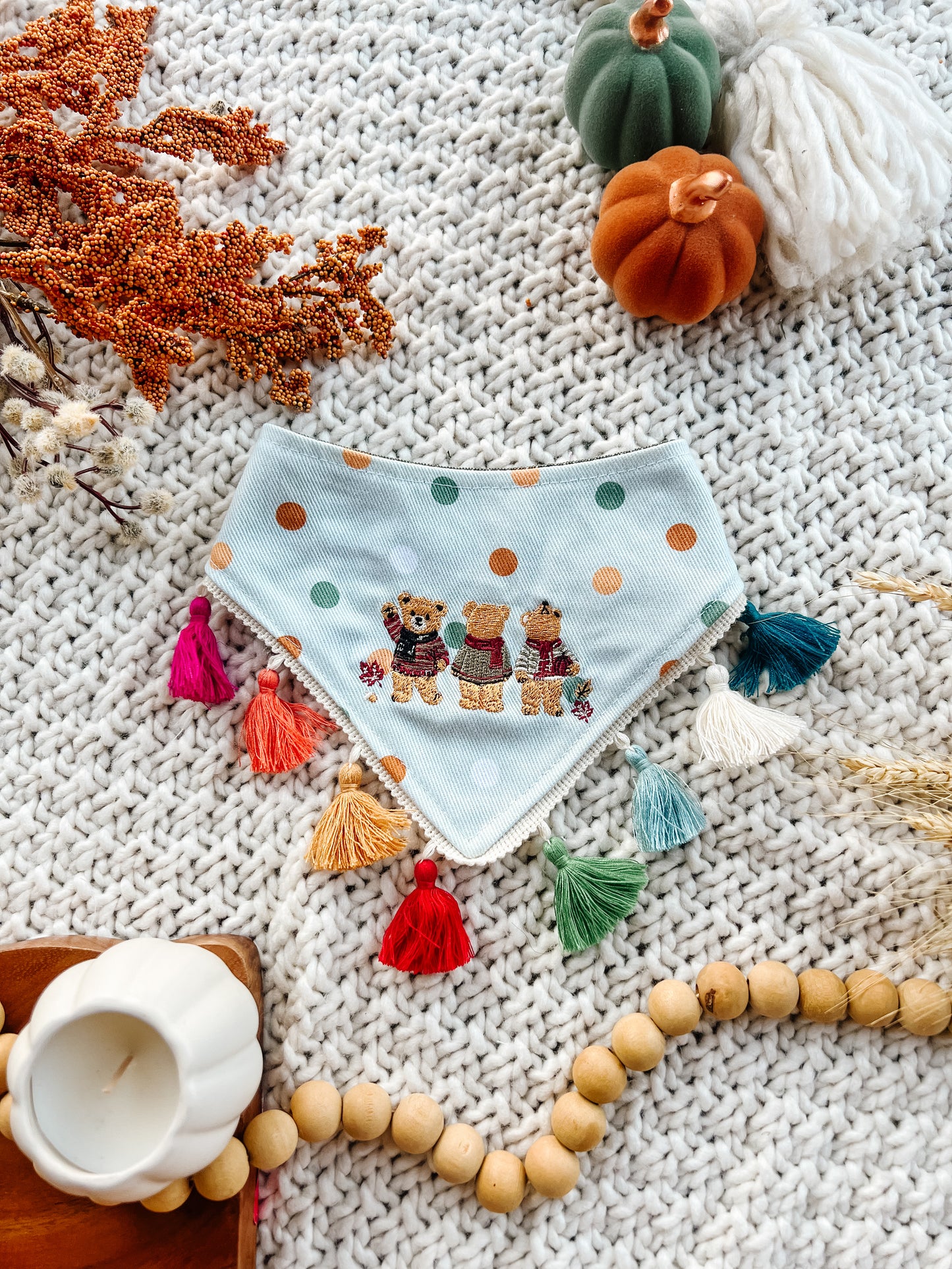 Fall Bears with Tassels Bandana