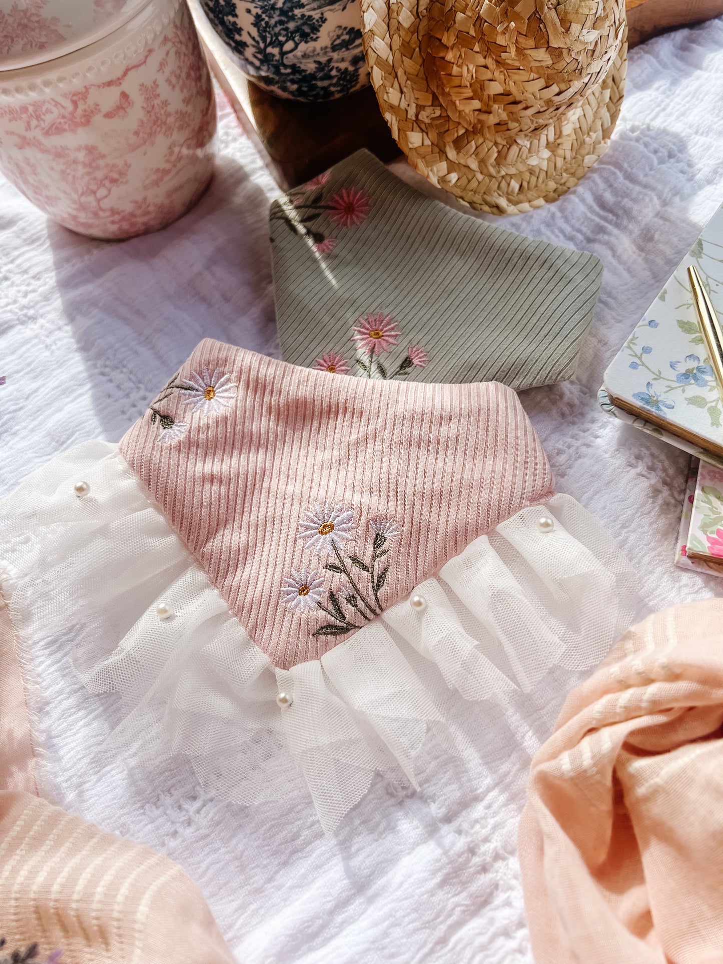 Daisies on Pink with Trim Bandana