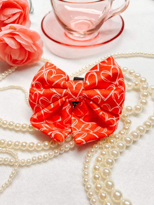 Red Heart Velvet Collar Bow Tie