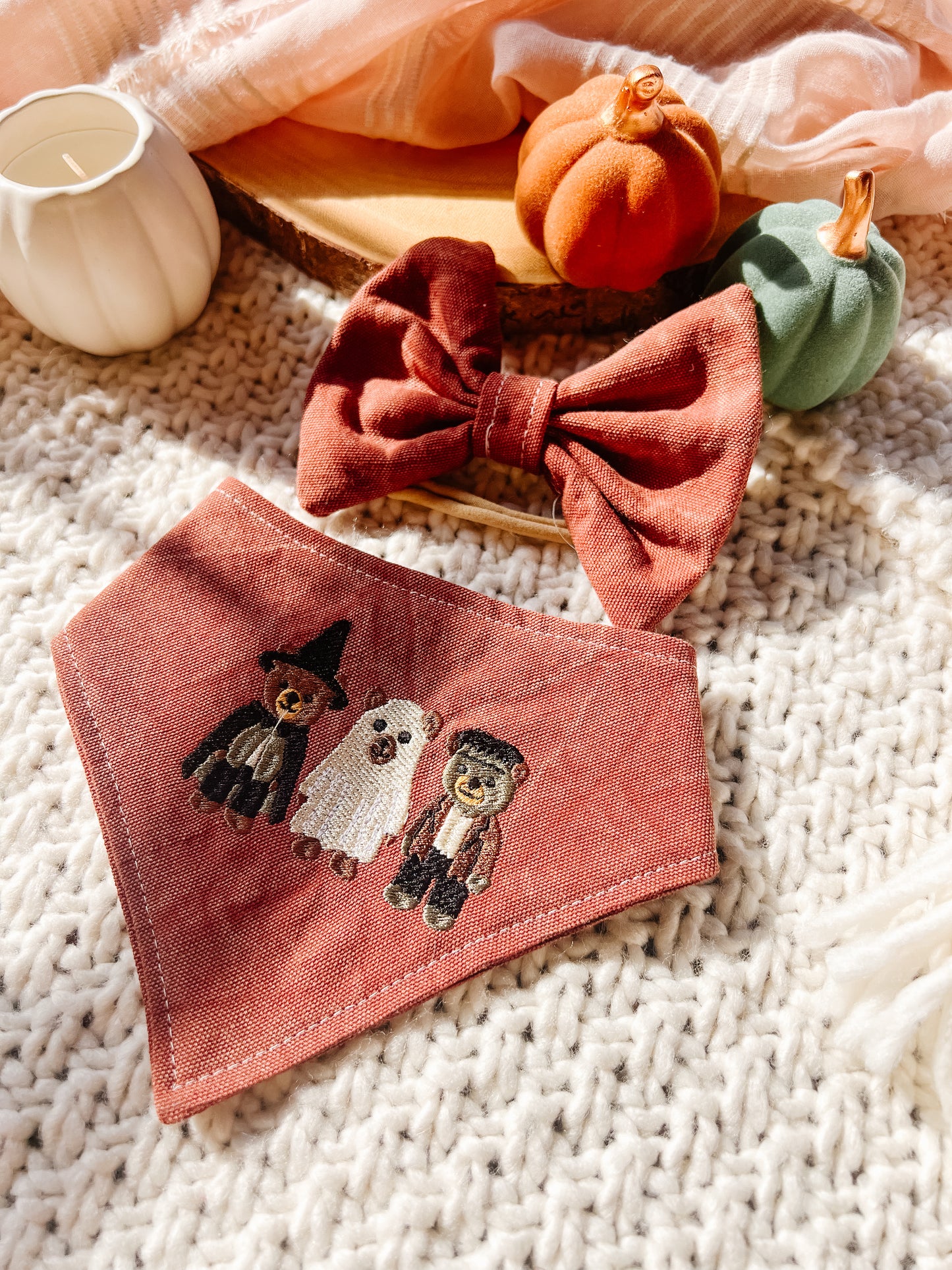 Beary Halloween Bandana Orange