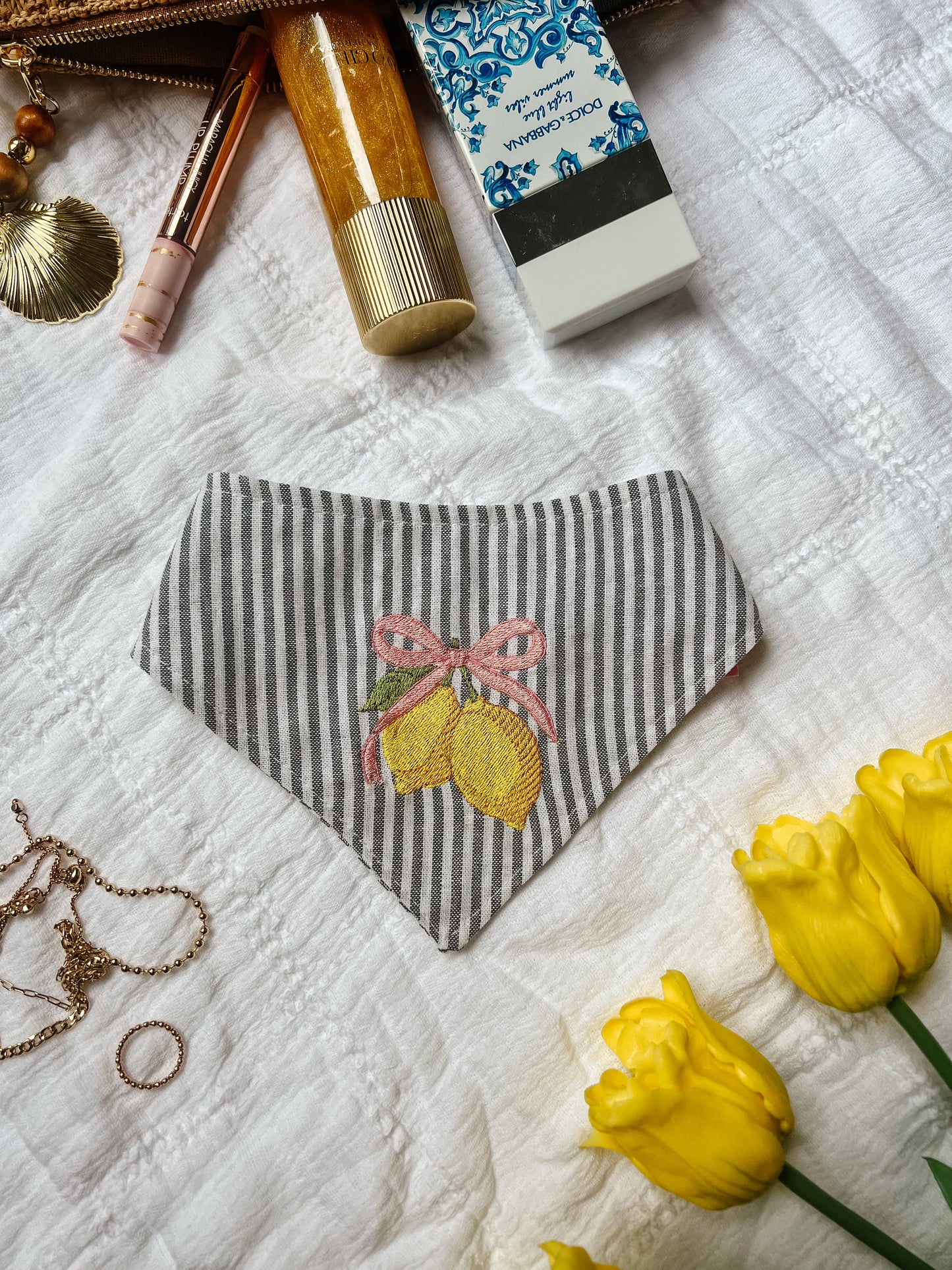 Lemon Stripes Summer Bandana