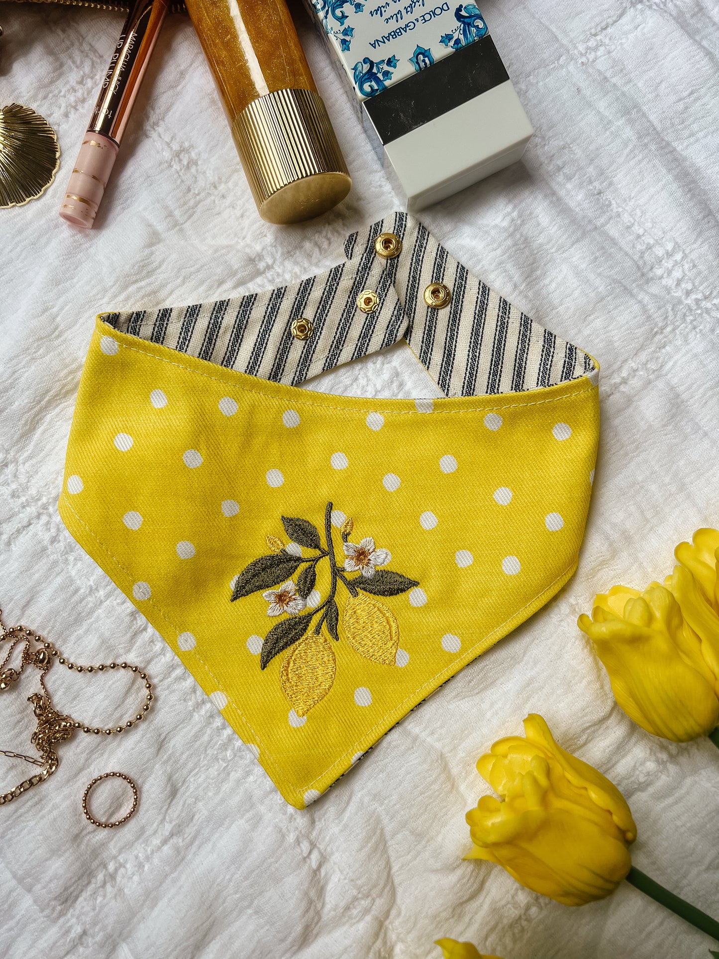 Lemon Polka Dots Summer Bandana