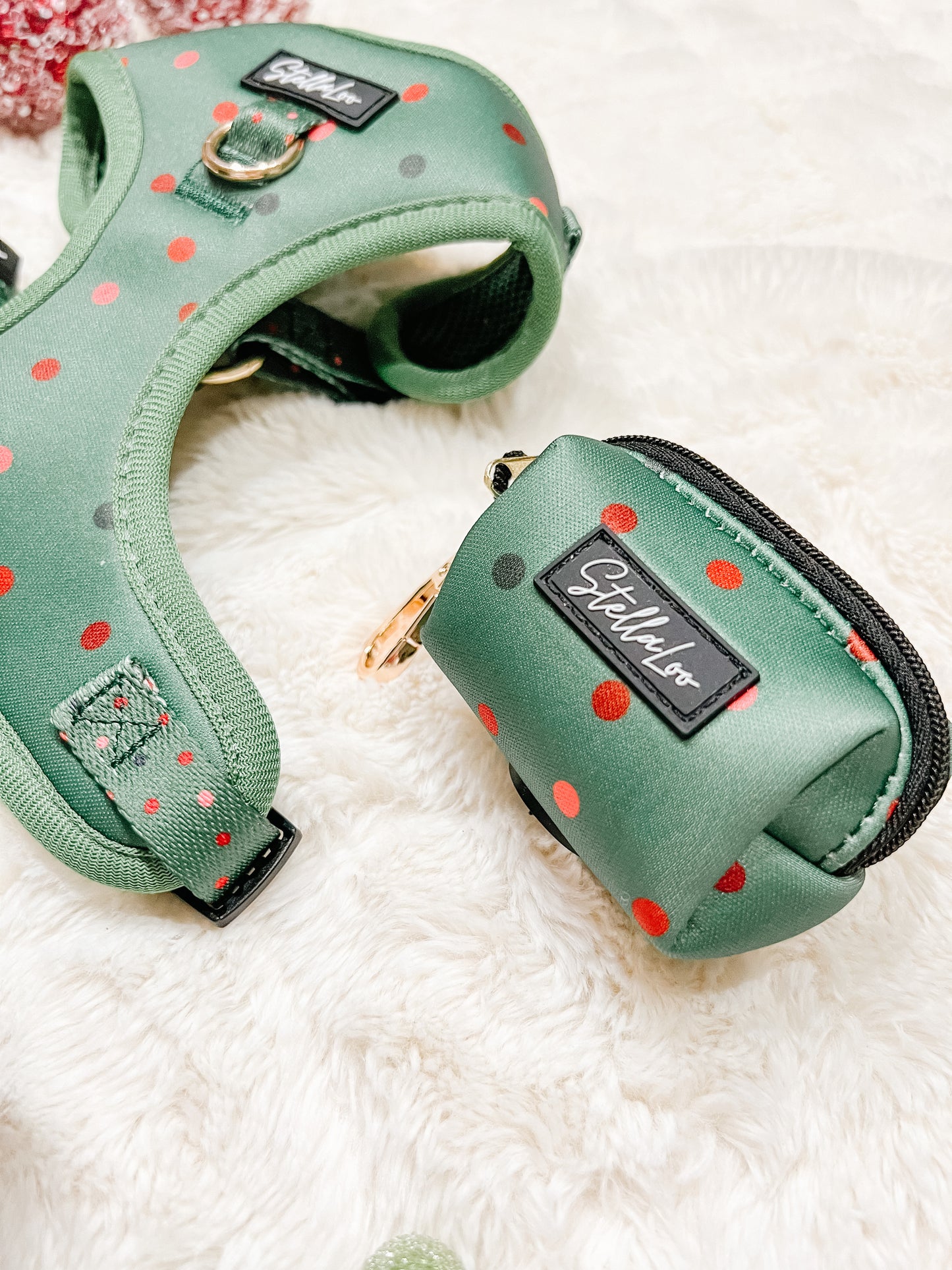 Green polka Dot  Harness Set